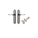 Stirling Lever - Shouldered Backplate Passage Kit in Brushed Brass - close-up detail view