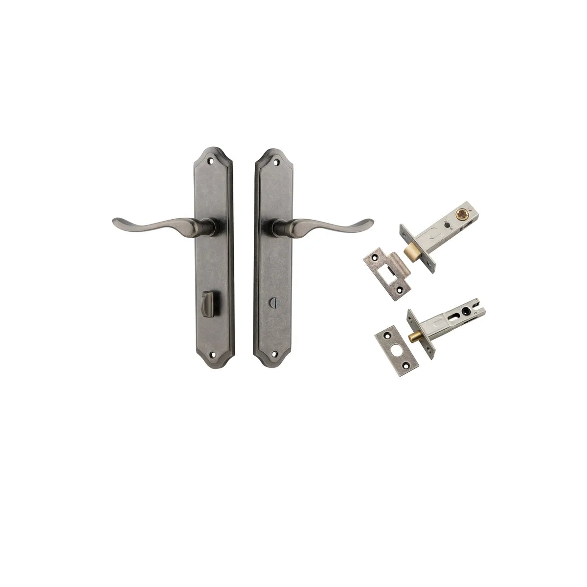 Stirling Lever - Shouldered Backplate Privacy Kit with Privacy Turn in Brushed Brass - privacy set configuration (3 of 8)