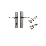 Stirling Lever - Stepped Backplate Privacy Kit with Privacy Turn in Distressed Nickel - privacy set configuration