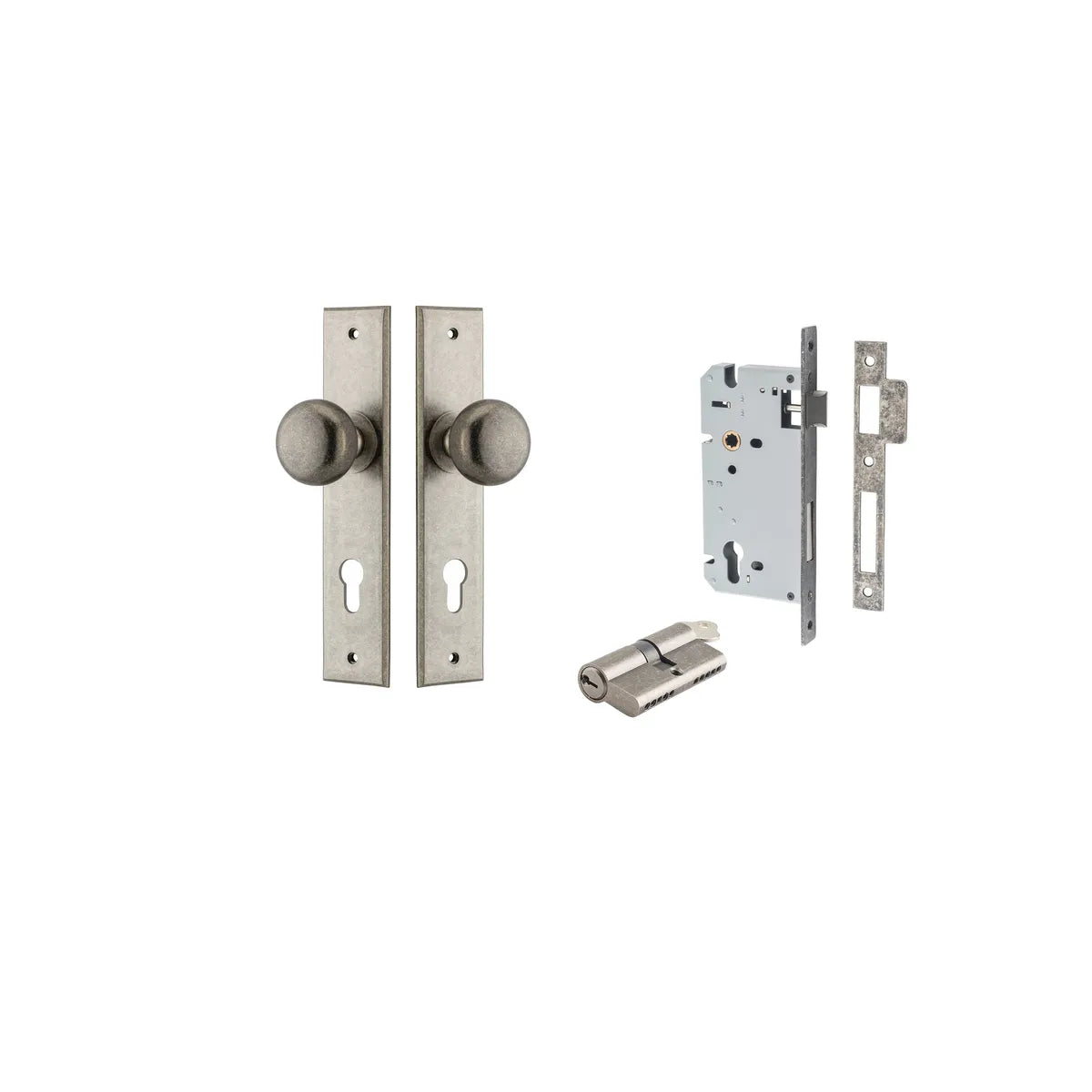Cambridge Knob - Chamfered Backplate Entrance Kit with High Security Lock - entrance set configuration (3 of 18)