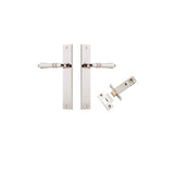 Sarlat Lever - Rectangular Backplate Passage Kit in Brushed Chrome - full product view