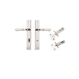 Sarlat Lever - Rectangular Backplate Privacy Kit with Privacy Turn in Polished Nickel - privacy set configuration