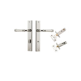 Verona Lever - Rectangular Backplate Privacy Kit with Privacy Turn in Polished Nickel - privacy set configuration