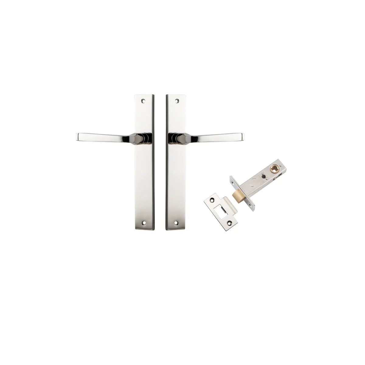 Annecy Lever - Rectangular Backplate Passage Kit in Polished Nickel - finish and profile close-up