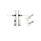 Annecy Lever - Rectangular Backplate Privacy Kit with Privacy Turn in Polished Nickel - privacy set configuration