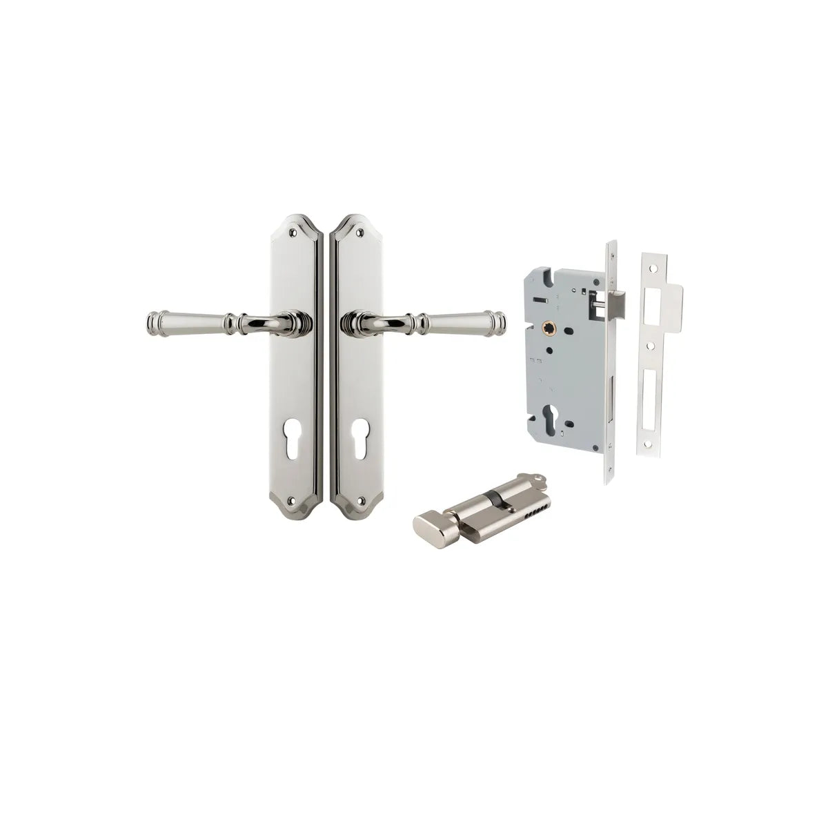 Verona Lever - Shouldered Backplate Entrance Kit with High Security Lock in Brushed Brass - entrance set configura (16 of 18)