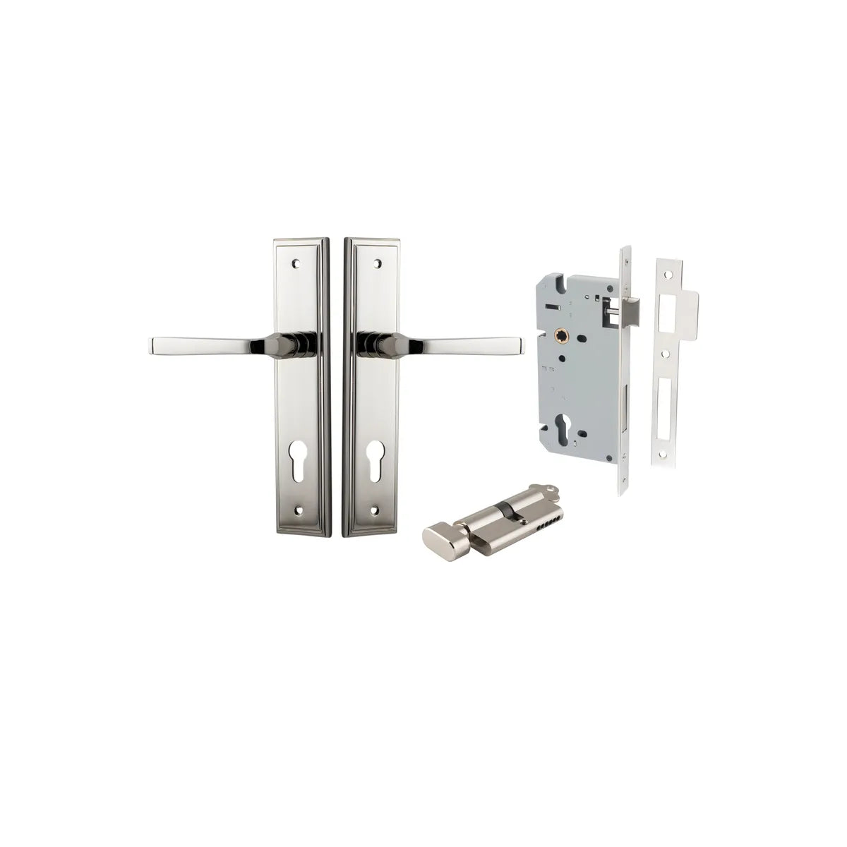 Annecy Lever - Stepped Backplate Entrance Kit with High Security Lock in Brushed Brass - entrance set configuratio (16 of 18)