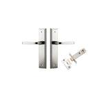 Annecy Lever - Stepped Backplate Passage Kit in Polished Nickel - finish and profile close-up