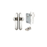 Paddington Knob - Shouldered Backplate Entrance Kit with High Security Lock in Brushed Chrome - entrance set configuration