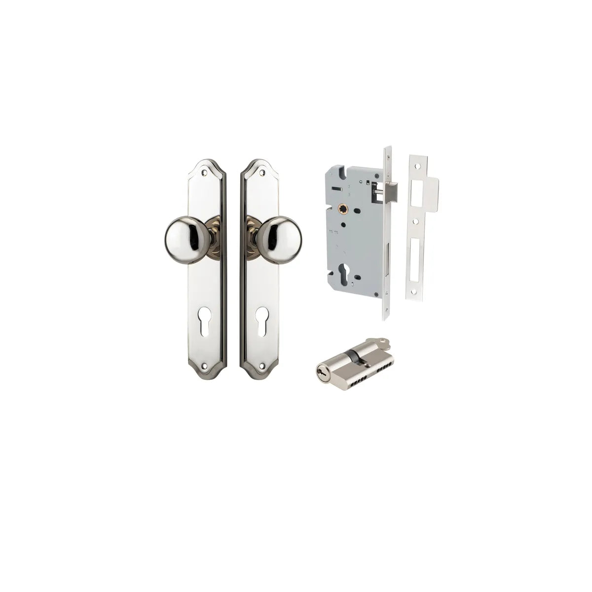 Cambridge Knob - Shouldered Backplate Entrance Kit with High Security Lock - entrance set configuration (7 of 18)