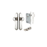 Cambridge Knob - Shouldered Backplate Entrance Kit with High Security Lock in Brushed Brass - entrance set configuration