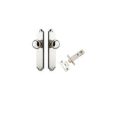 Cambridge Knob - Shouldered Backplate Passage Kit in Polished Nickel - finish and profile close-up