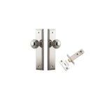 Guildford Knob - Stepped Backplate Passage Kit in Polished Nickel - finish and profile close-up