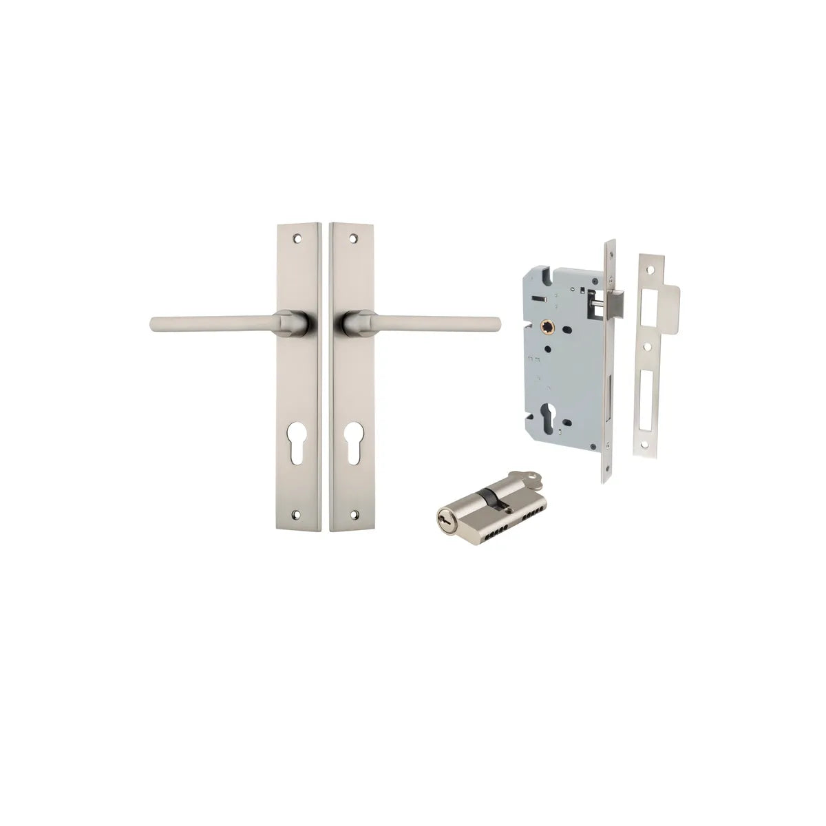 Baltimore Lever - Rectangular Backplate Entrance Kit with High Security Lock - entrance set configuration (6 of 14)