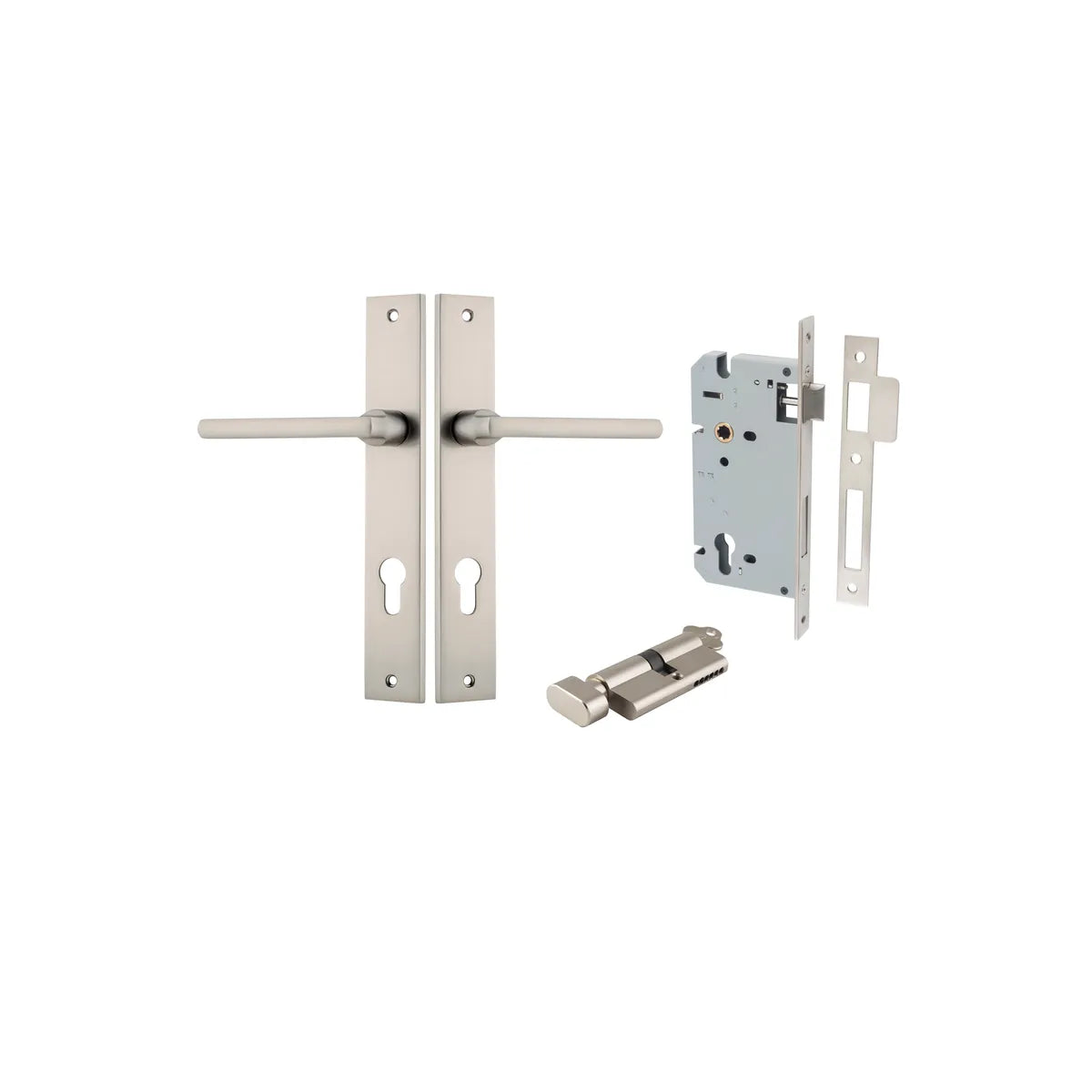 Baltimore Lever - Rectangular Backplate Entrance Kit with High Security Lock - entrance set configuration (13 of 14)