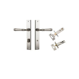 Verona Lever - Rectangular Backplate Privacy Kit with Privacy Turn in Satin Nickel - privacy set configuration
