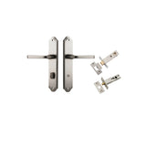 Annecy Lever - Shouldered Backplate Privacy Kit with Privacy Turn in Satin Nickel - privacy set configuration