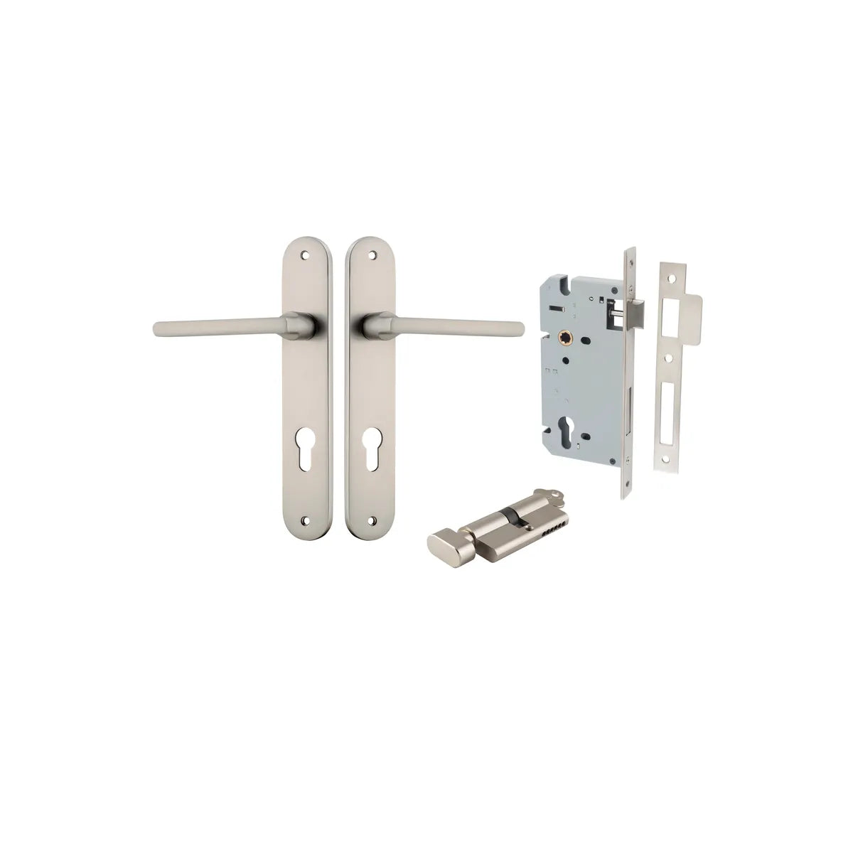 Baltimore Lever - Oval Backplate Entrance Kit with High Security Lock in Brushed Brass - entrance set configuratio (13 of 14)