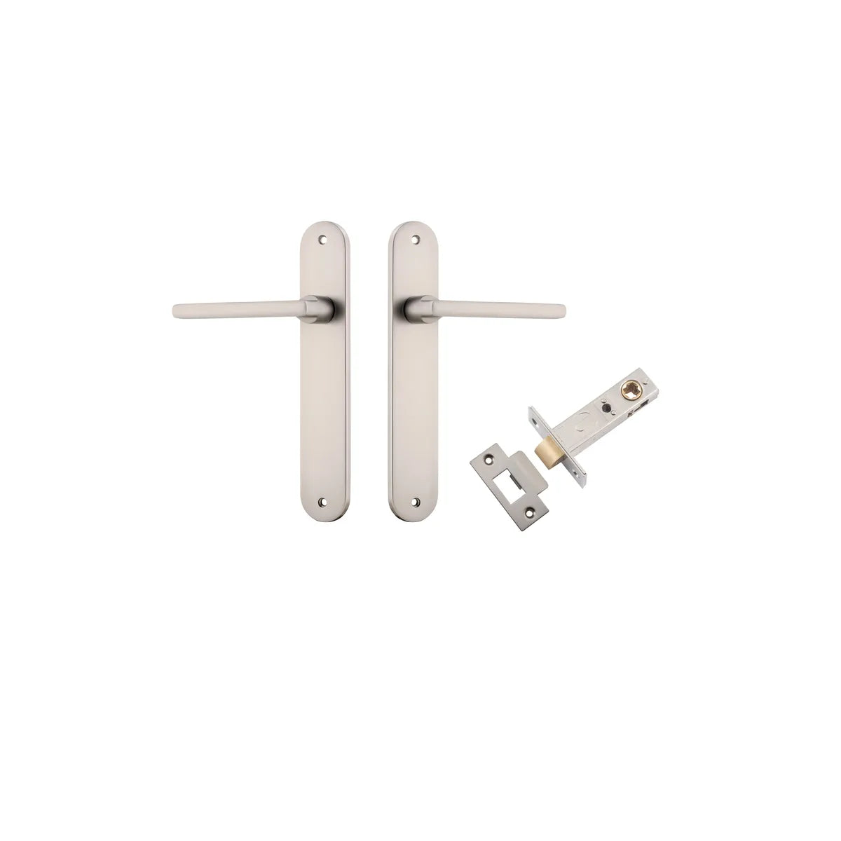 Baltimore Lever - Oval Backplate Passage Kit in Brushed Brass - rear mounting detail