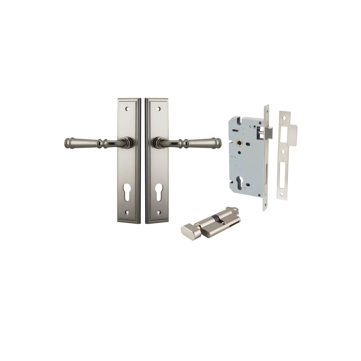 Verona Lever - Stepped Backplate Entrance Kit with High Security Lock in Brushed Brass - entrance set configuratio (17 of 18)