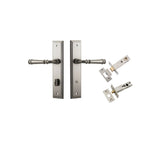 Verona Lever - Stepped Backplate Privacy Kit with Privacy Turn in Satin Nickel - privacy set configuration