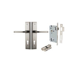 Annecy Lever - Stepped Backplate Entrance Kit with High Security Lock in Brushed Brass - entrance set configuration