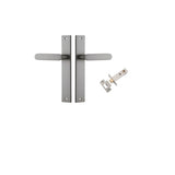 Bronte Lever - Rectangular Backplate Passage Kit in Satin Nickel - rear mounting detail