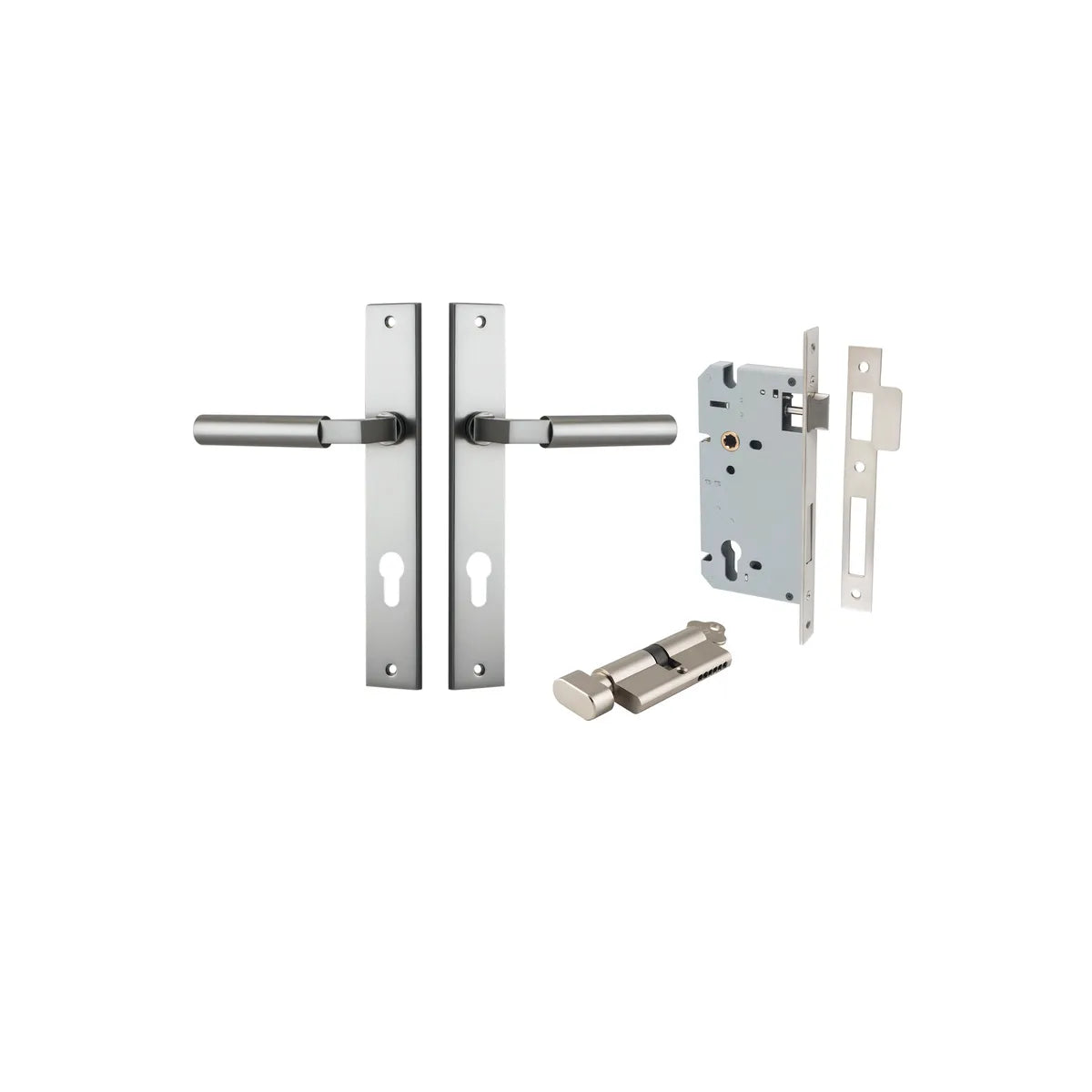 Berlin Lever - Rectangular Backplate Entrance Kit with High Security Lock - entrance set configuration (13 of 14)