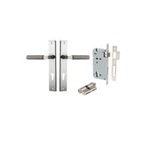 Brunswick Lever - Rectangular Backplate Entrance Kit with High Security Lock in Brushed Chrome - entrance set configuration