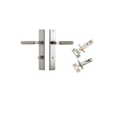 Brunswick Lever - Rectangular Backplate Privacy Kit in Satin Nickel - privacy set configuration