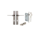 Como Lever - Rectangular Backplate Entrance Kit with High Security Lock in Brushed Brass - entrance set configuration