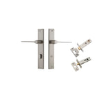 Como Lever - Rectangular Backplate Privacy Kit in Satin Nickel - privacy set configuration