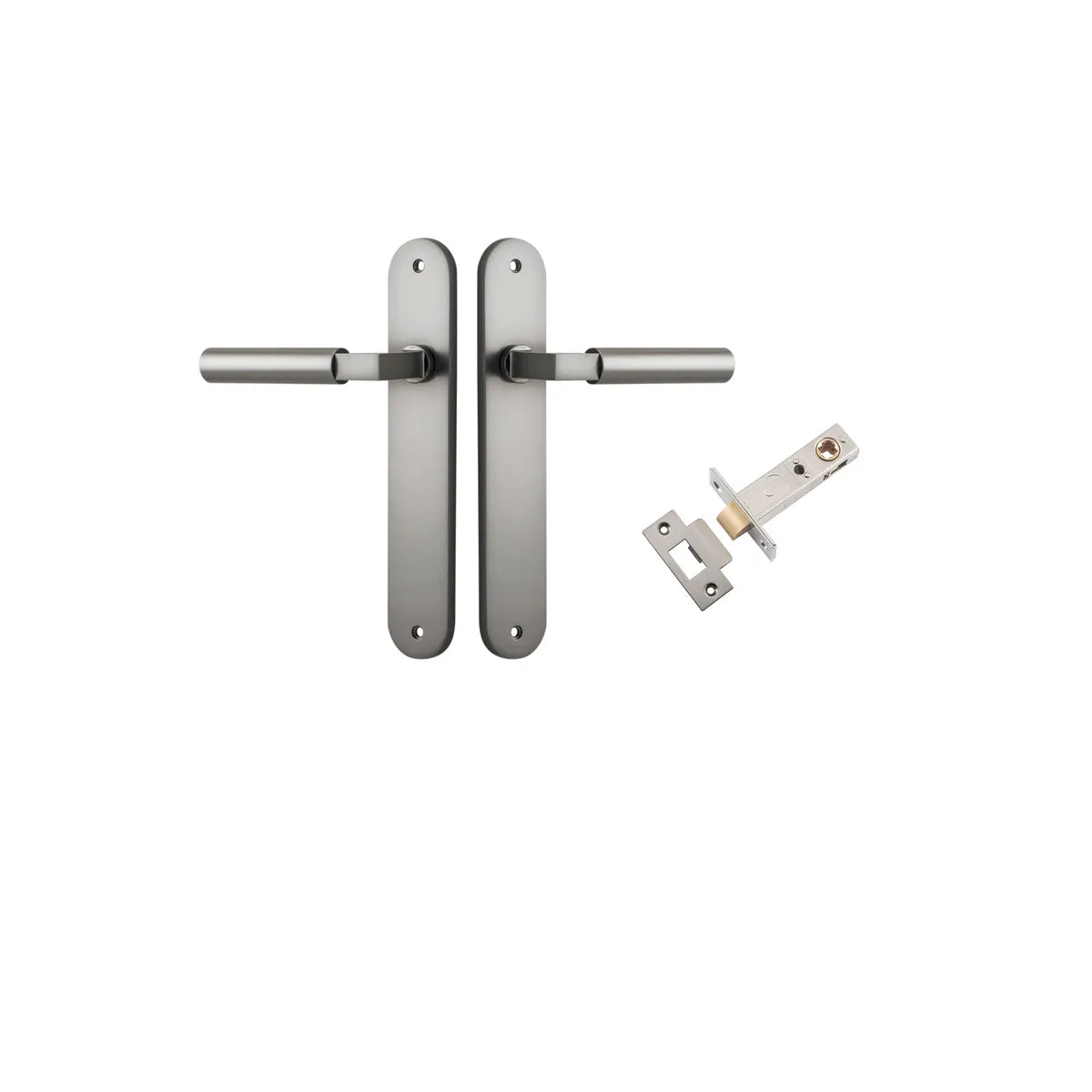 Berlin Lever - Oval Backplate Passage Kit in Satin Nickel - rear mounting detail