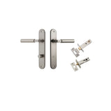 Berlin Lever - Oval Backplate Privacy Kit in Satin Nickel - privacy set configuration