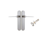 Como Lever - Oval Backplate Passage Kit in Satin Nickel - rear mounting detail