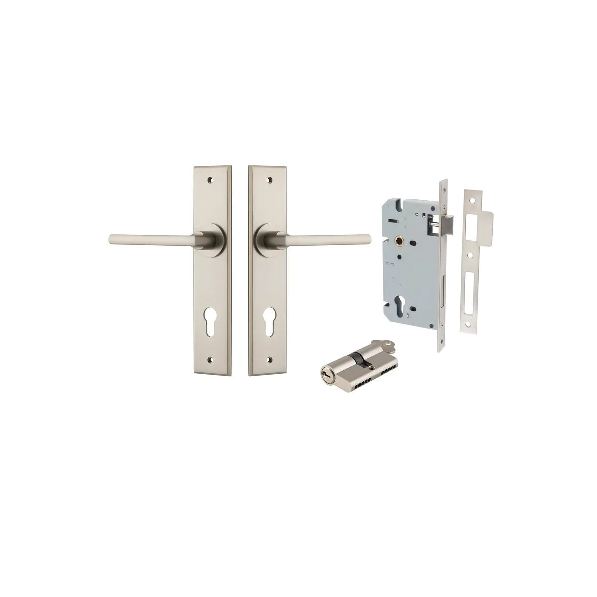 Baltimore Lever - Chamfered Backplate Entrance Kit with High Security Lock - entrance set configuration (6 of 14)