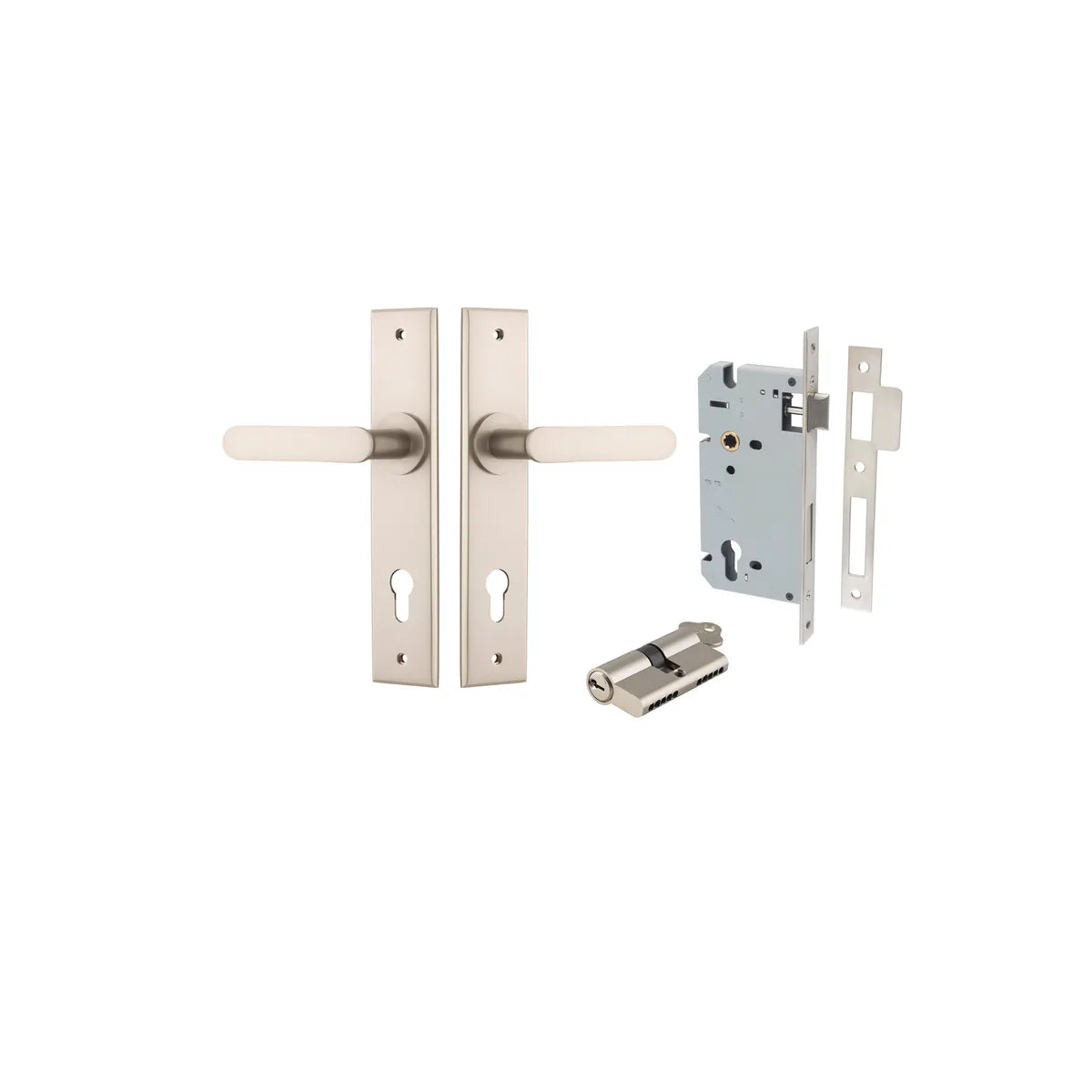 Bronte Lever - Chamfered Backplate Entrance Kit with High Security Lock - entrance set configuration (6 of 14)