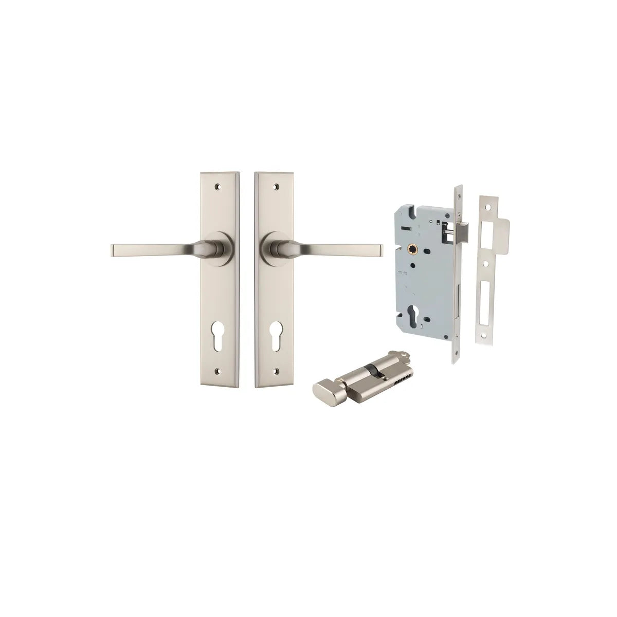 Annecy Lever - Chamfered Backplate Entrance Kit with High Security Lock