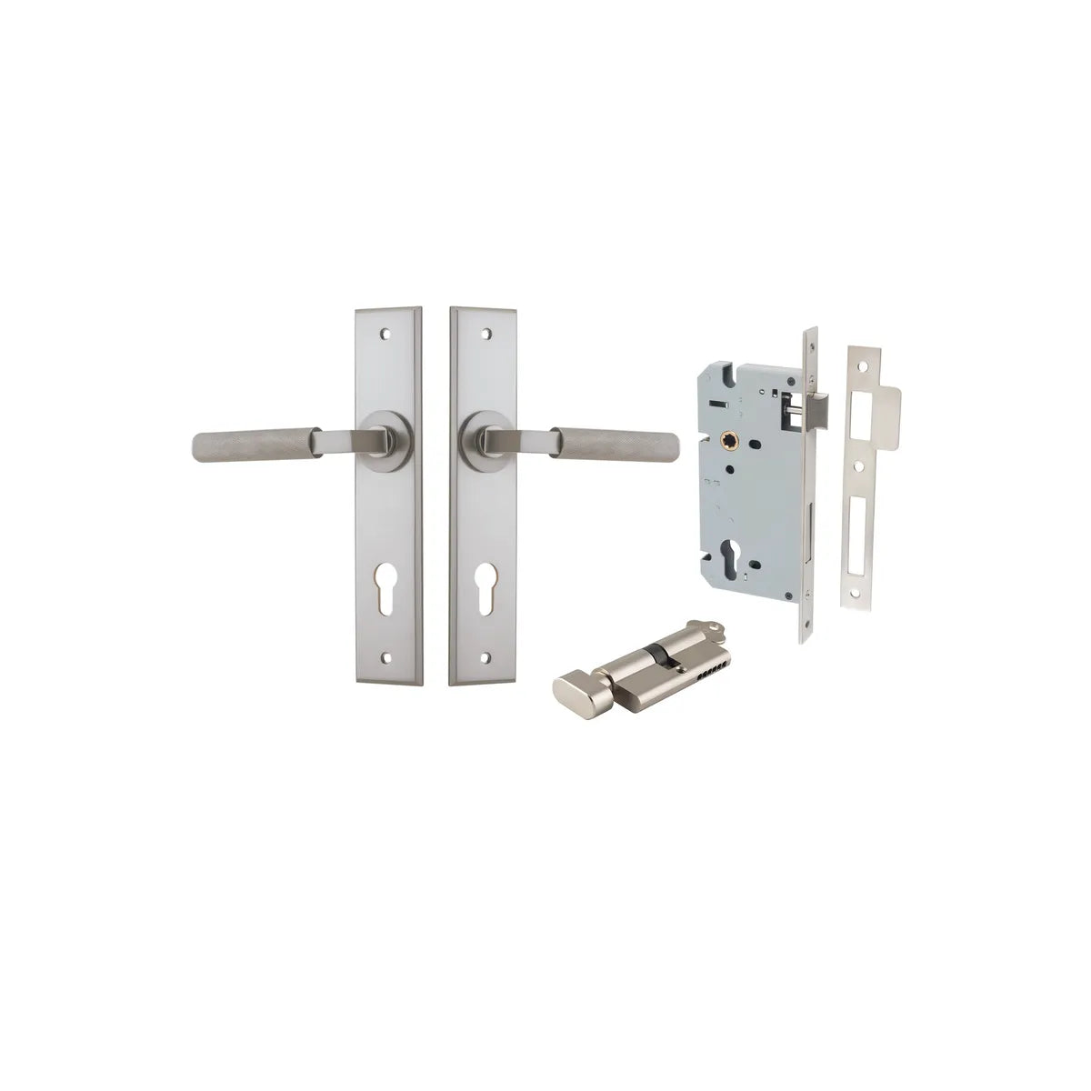 Brunswick Lever - Chamfered Backplate Entrance Kit with High Security Lock - entrance set configuration (11 of 12)