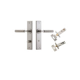 Brunswick Lever - Chamfered Backplate Privacy Kit in Satin Nickel - privacy set configuration