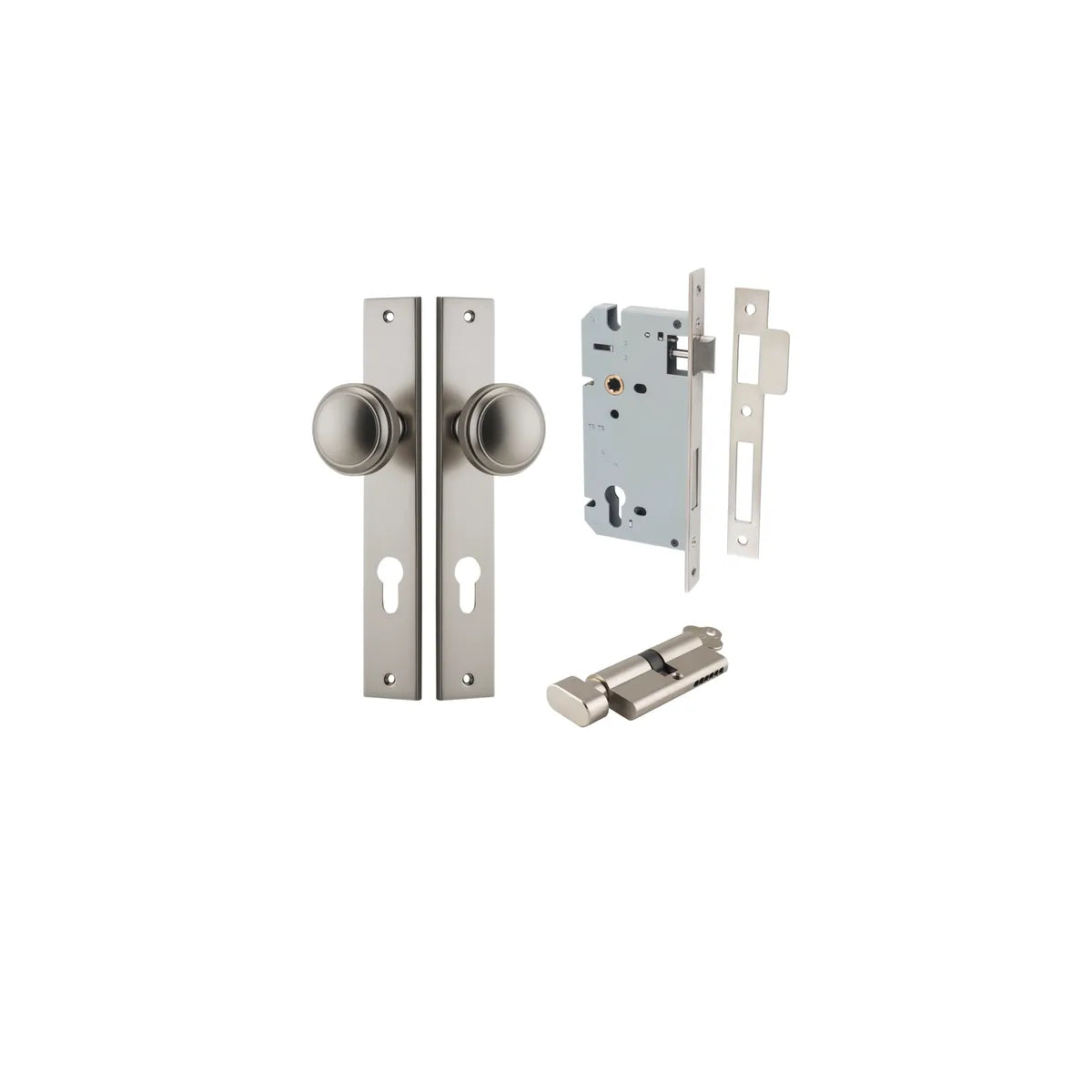 Paddington Knob - Rectangular Backplate Entrance Kit with High Security Lock - entrance set configuration (17 of 18)