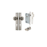 Guildford Knob - Rectangular Backplate Entrance Kit with High Security Lock in Brushed Chrome - entrance set configuration