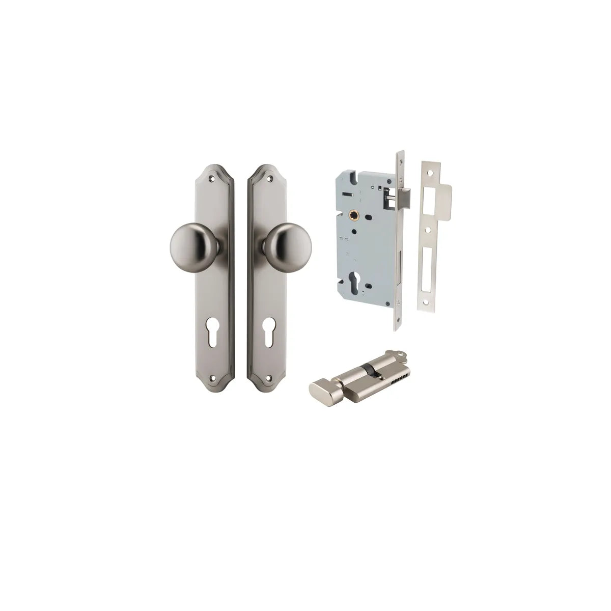 Cambridge Knob - Shouldered Backplate Entrance Kit with High Security Lock - entrance set configuration (17 of 18)