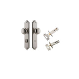 Cambridge Knob - Shouldered Backplate Privacy Kit with Privacy Turn in Brushed Brass - privacy set configuration