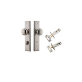 Cambridge Knob - Stepped Backplate Privacy Kit with Privacy Turn in Satin Nickel - privacy set configuration