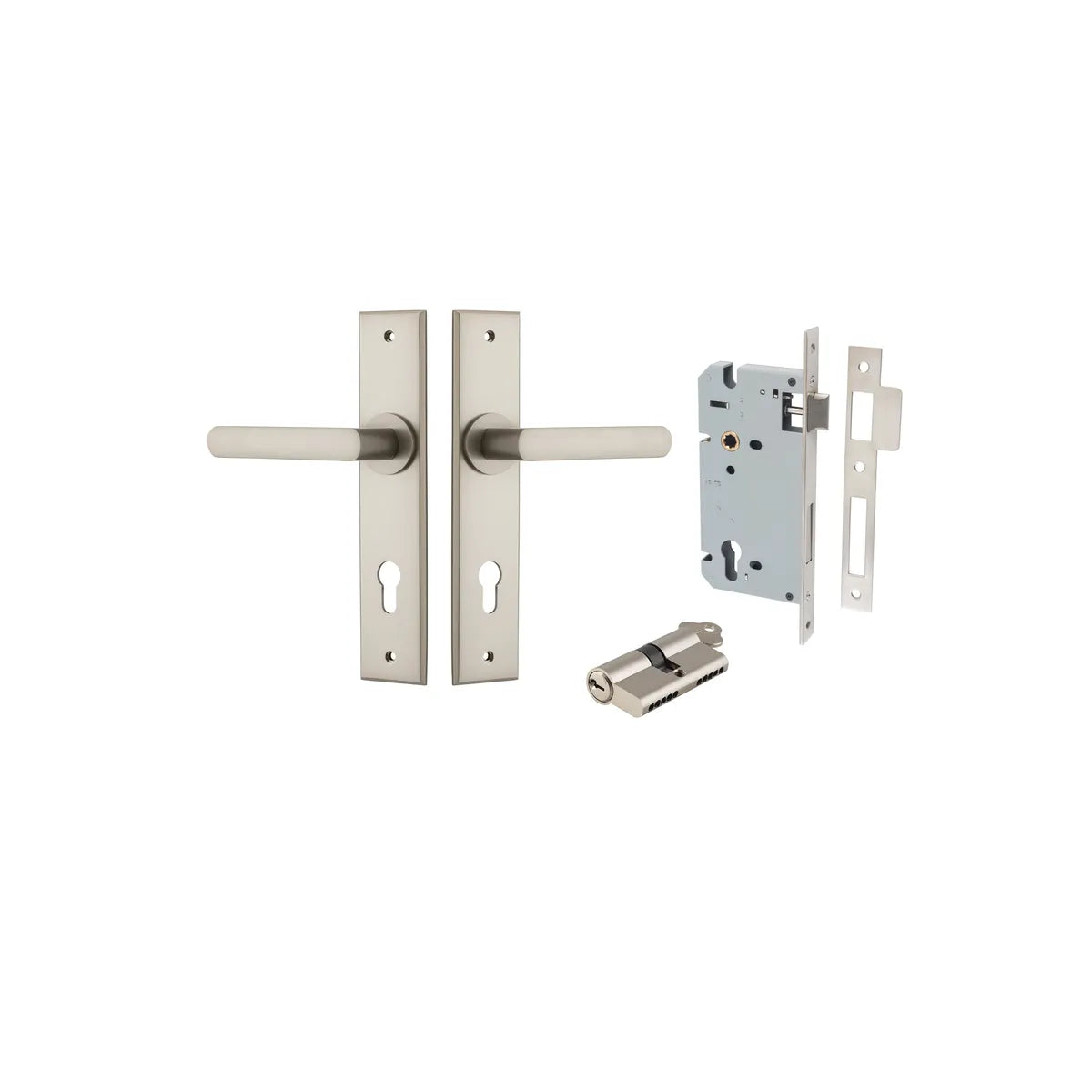 Osaka Lever - Chamfered Backplate Entrance Kit with High Security Lock - entrance set configuration (5 of 12)