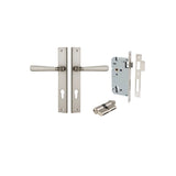 Copenhagen Lever - Rectangular Backplate Entrance Kit with High Security Lock in Brushed Brass - entrance set configuration