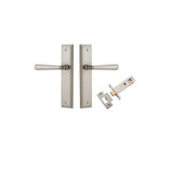 Copenhagen Lever - Stepped Backplate Passage Kit in Brushed Brass - rear mounting detail