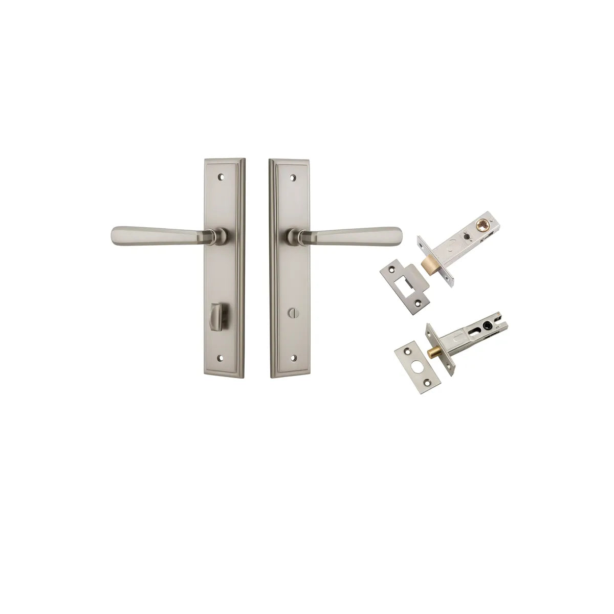 Copenhagen Lever - Steppedd Backplate Privacy Kit with Privacy Turn in Brushed Brass - privacy set configuration (6 of 7)