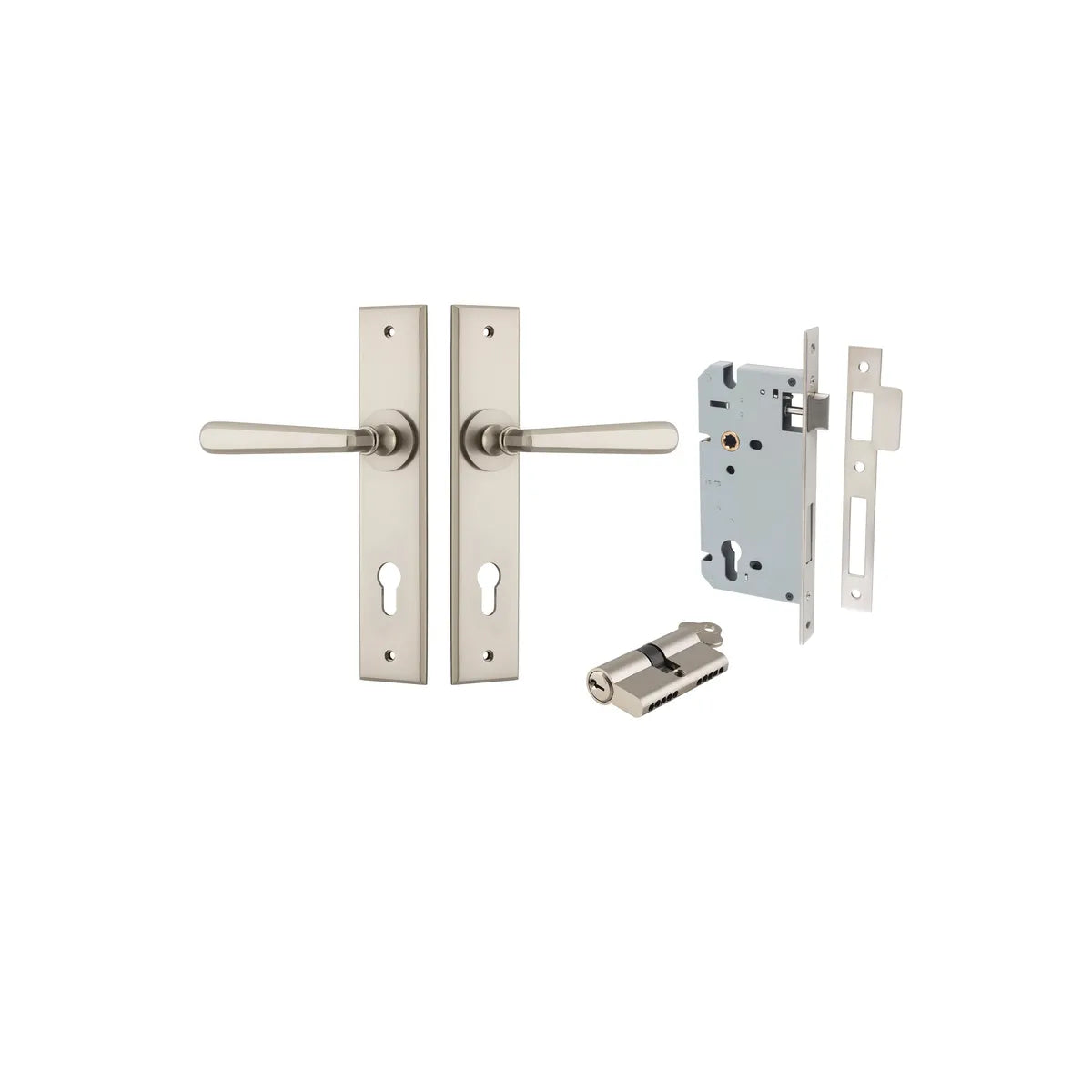 Copenhagen Lever - Chamfered Backplate Entrance Kit with High Security Lock - entrance set configuration (6 of 13)